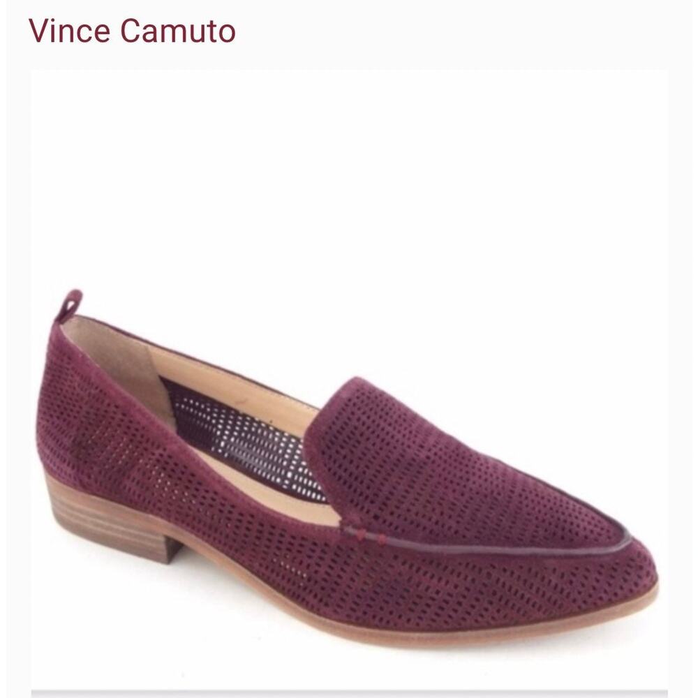 Vince Camuto Kade cut out slip on flat leather loafer burgundy women shoes 9 new